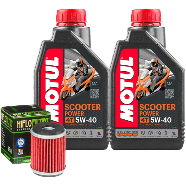 Set 2 Buc Ulei Motor Motul 4T Scooter Power 5W-40 1L 105958 + Filtru Ulei Moto Hiflofiltro Yamaha YP125 Ra Xmax 2011-2017 HF141